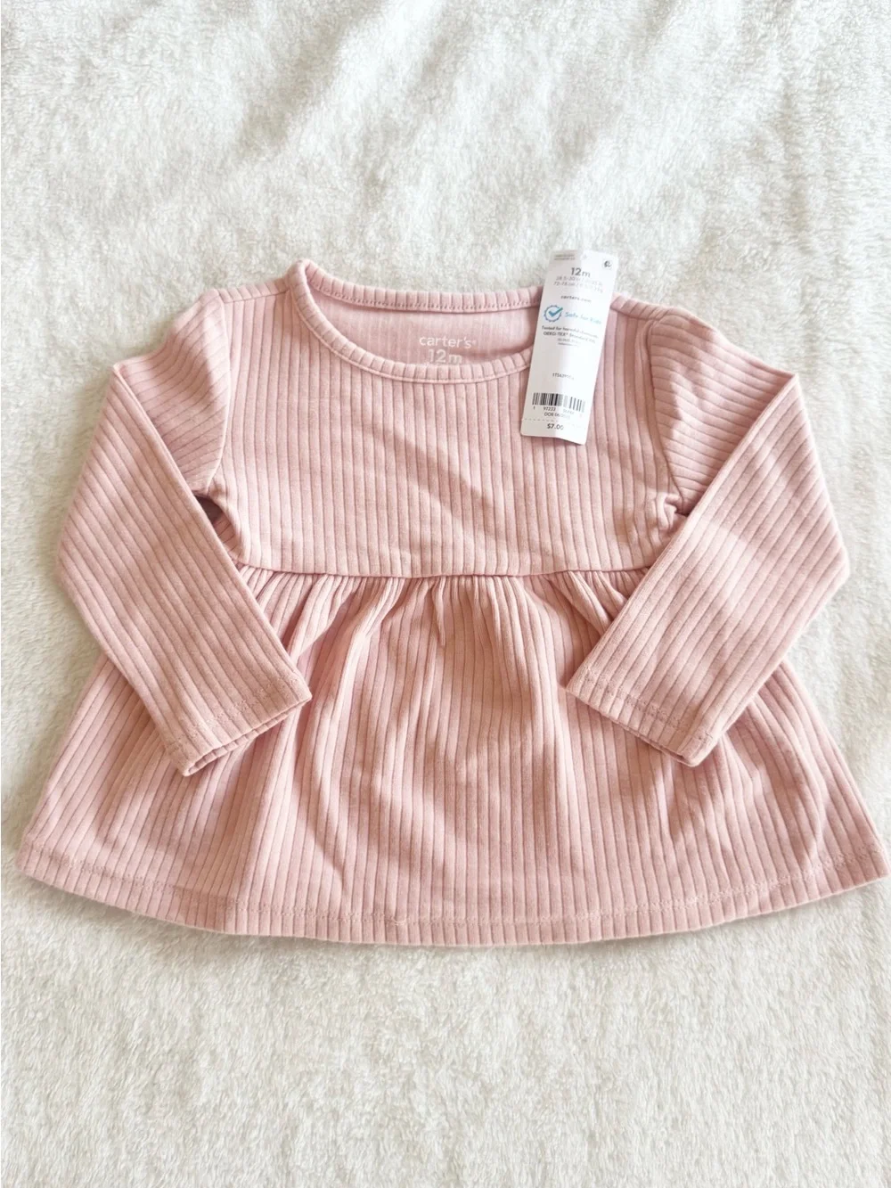 Carters Baby Girl Pink Long Sleeve Peplum Top 12 months NWT